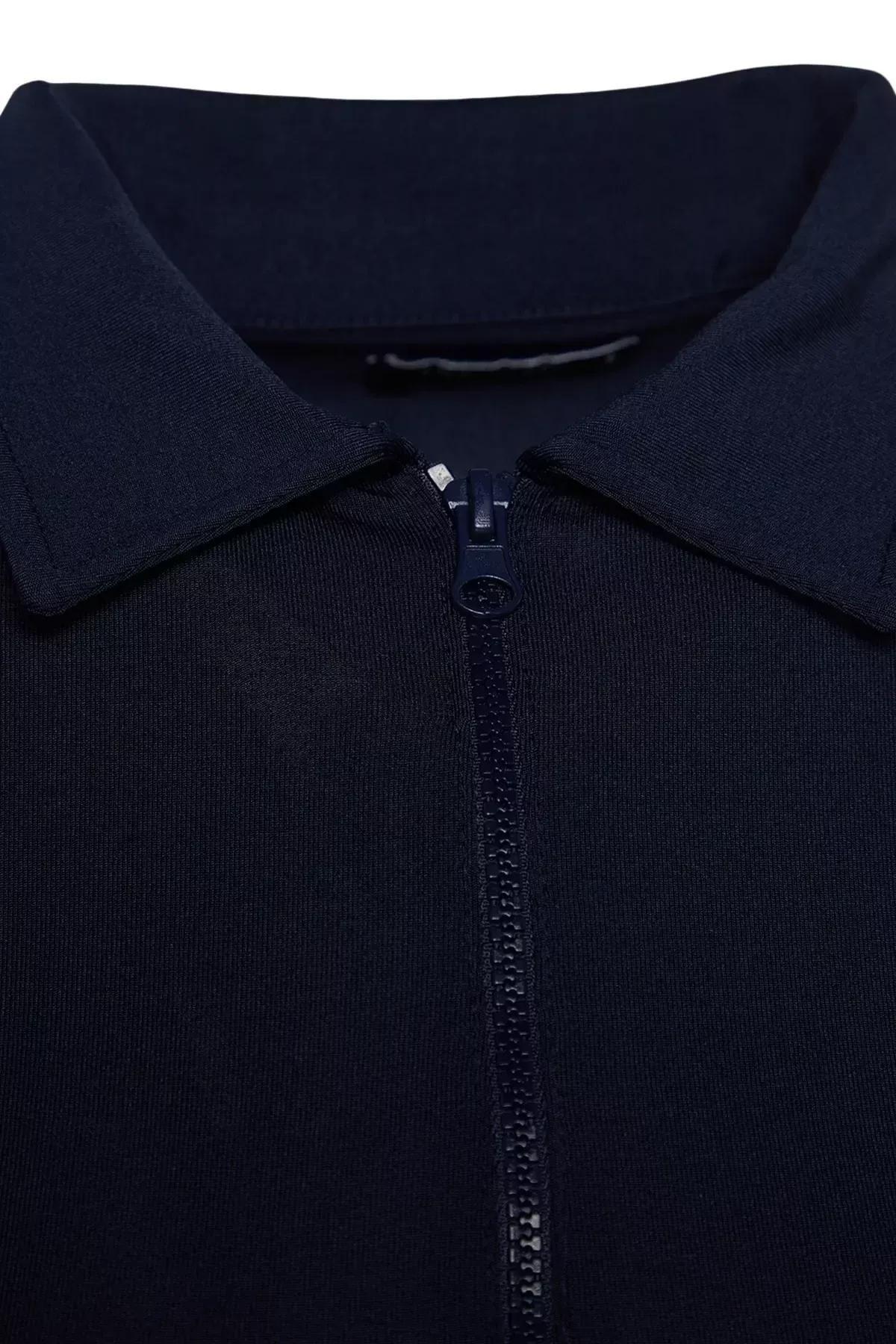 Navy Zipper Collar Bodysuit, Navy blue, large image number 6