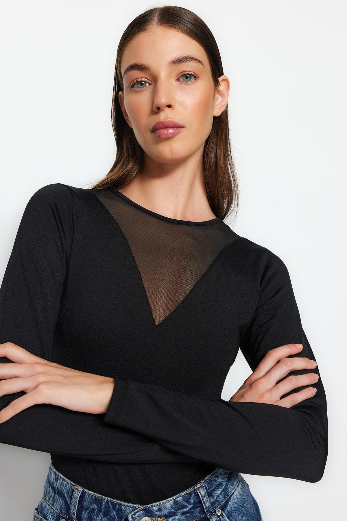 Black Slim Fit Bodysuit, , large image number 1