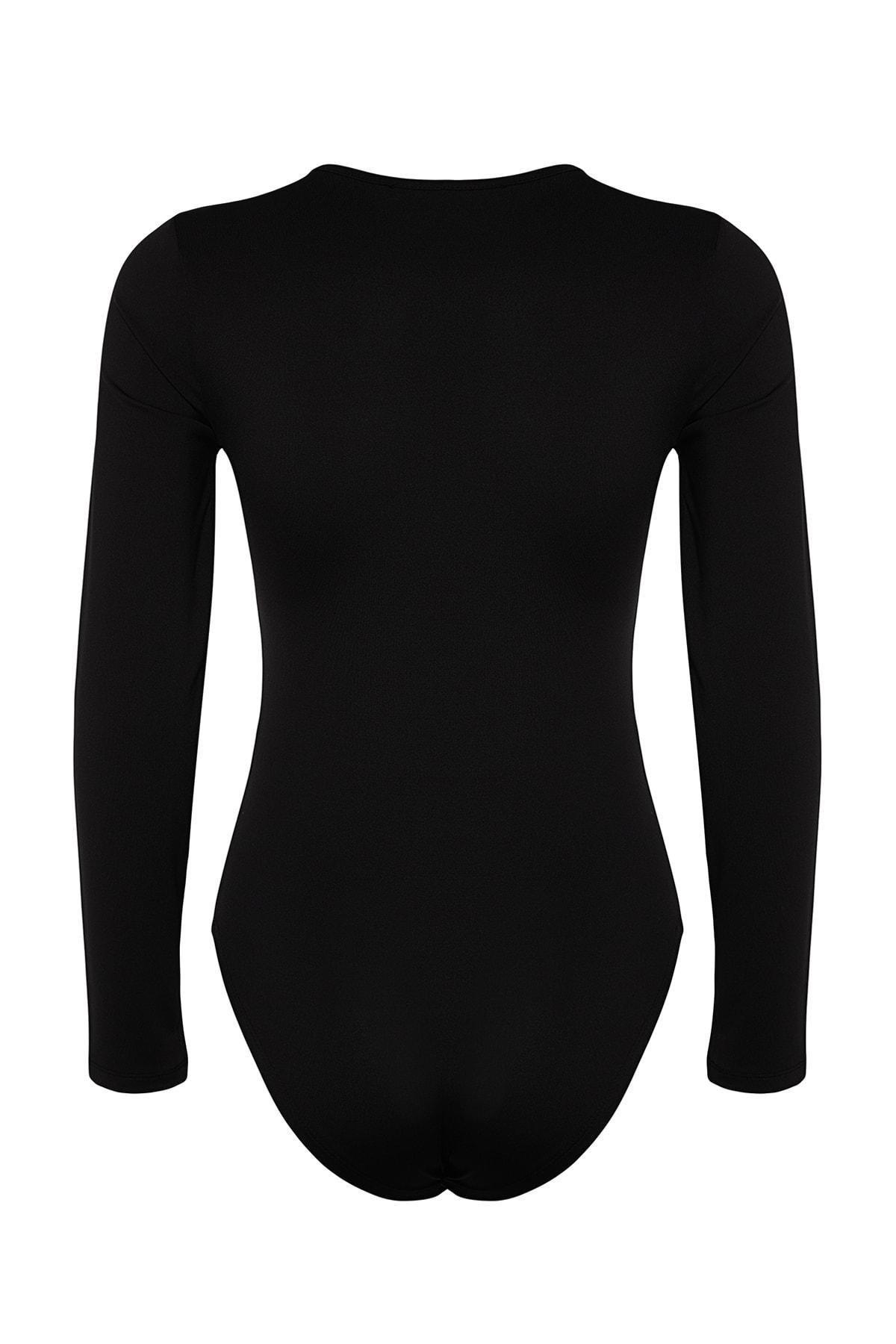 Black Slim Fit Bodysuit, , large image number 6