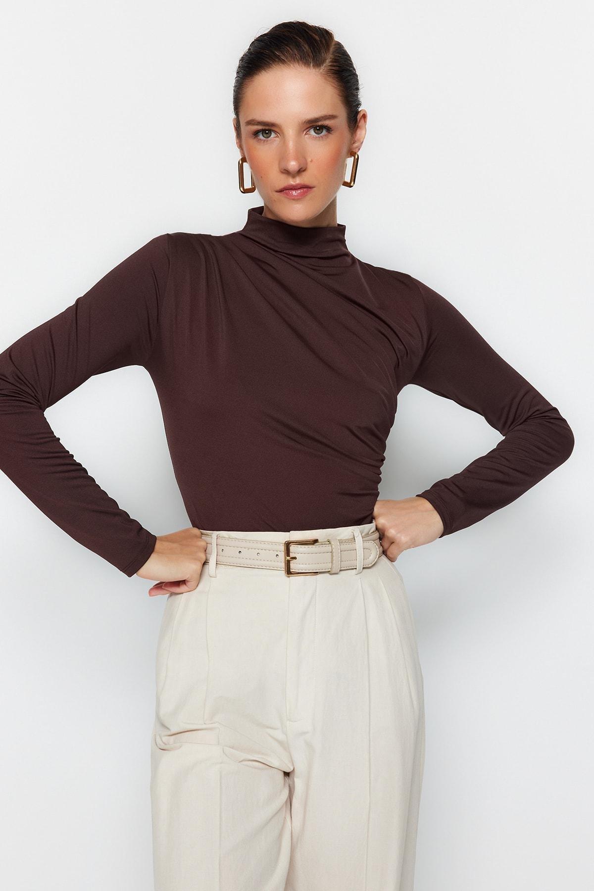 Brown Slim Fit Bodysuit, , large image number 0