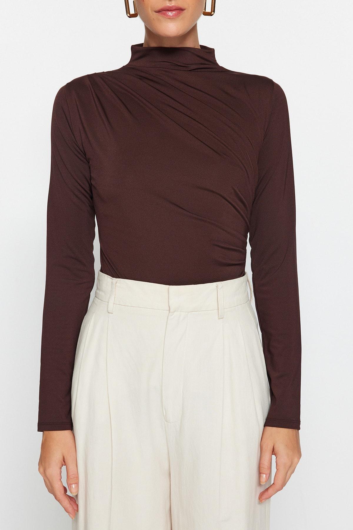 Brown Slim Fit Bodysuit, , large image number 2