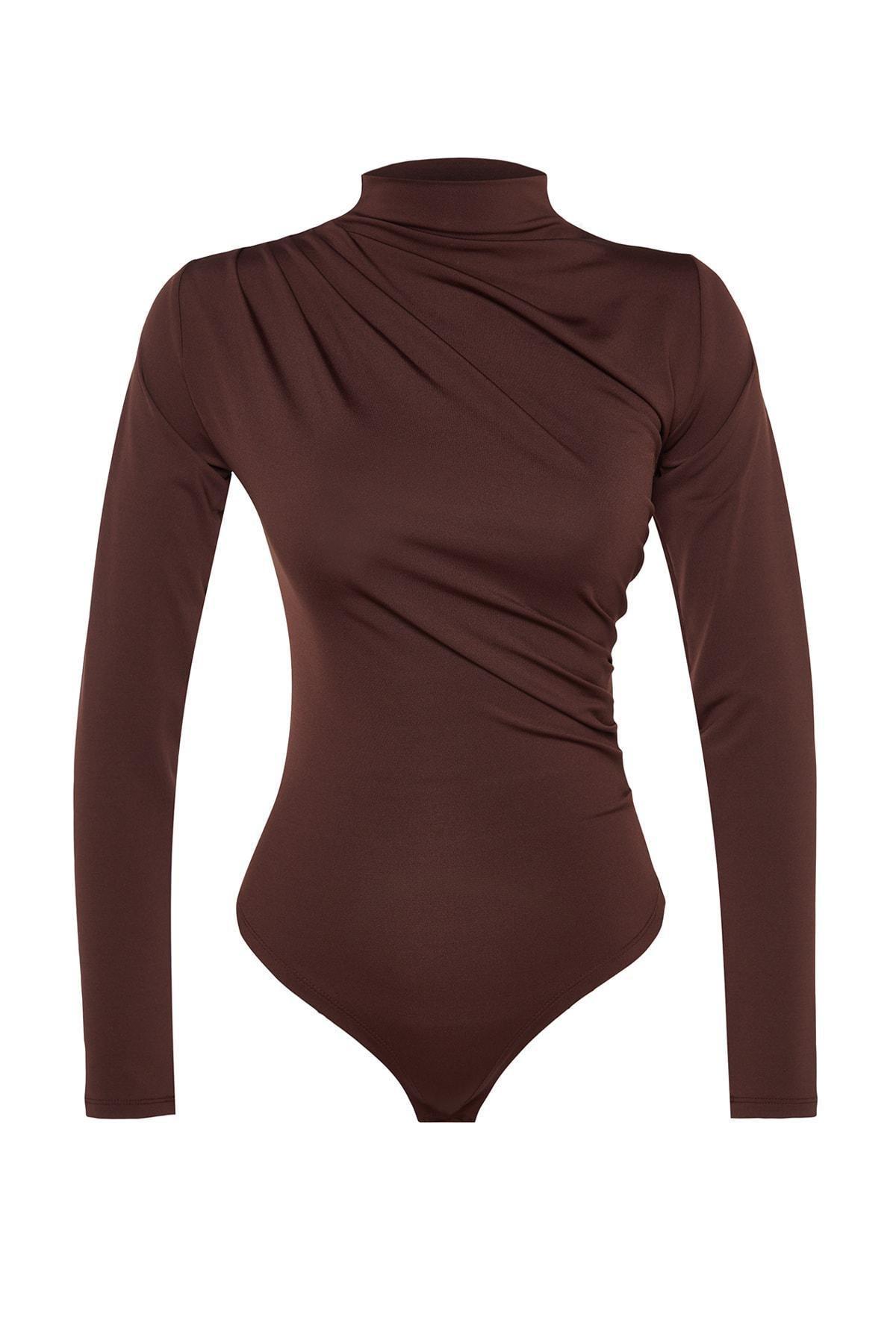Brown Slim Fit Bodysuit, , large image number 4