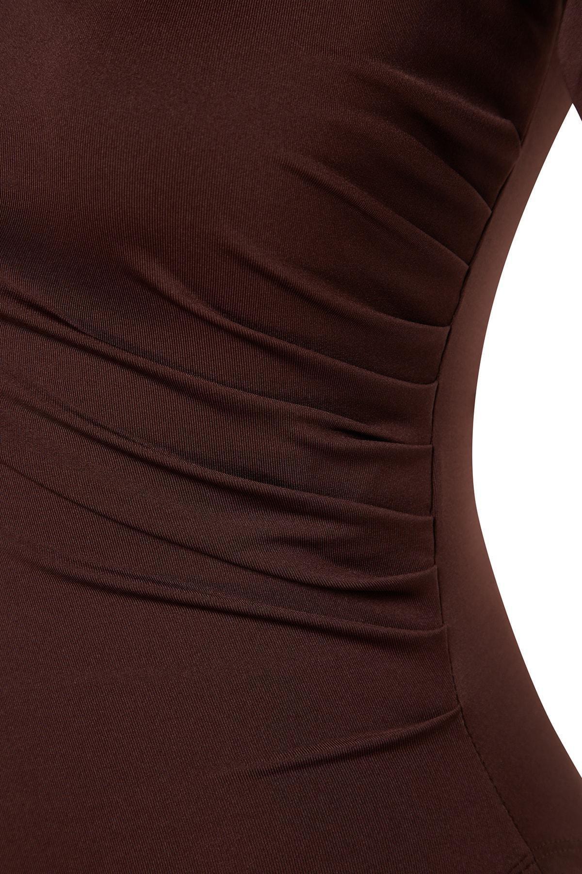 Brown Slim Fit Bodysuit, , large image number 5
