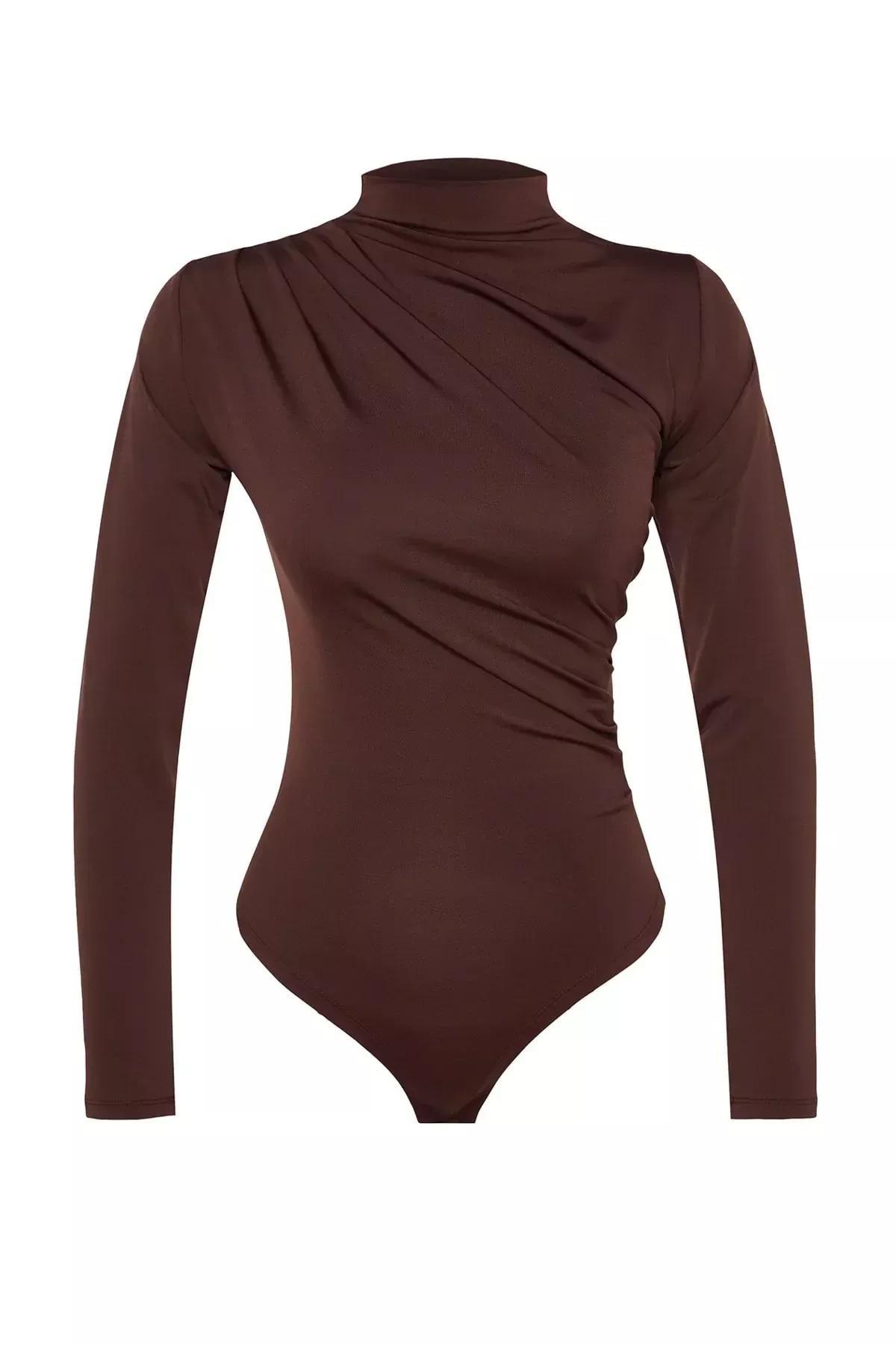 Brown Slim Fit Bodysuit, Brown, large image number 5