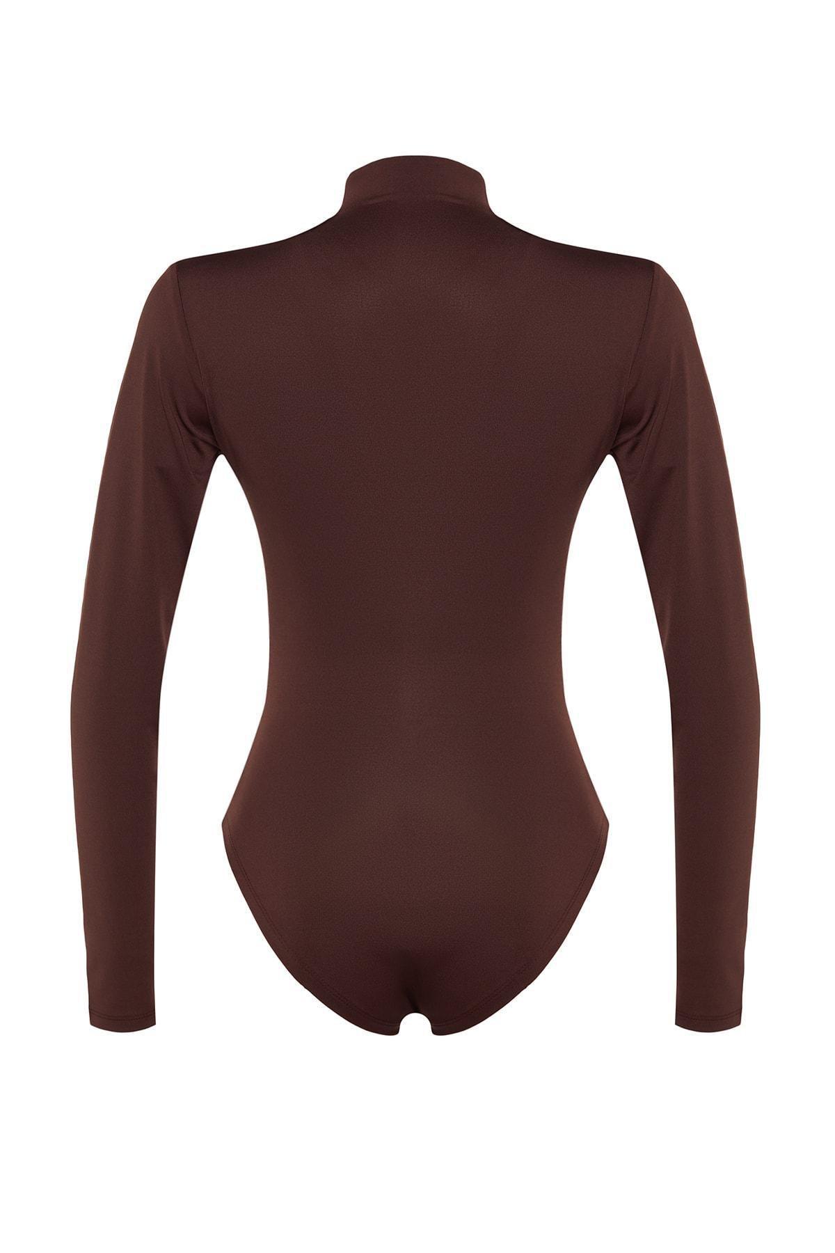 Brown Slim Fit Bodysuit, , large image number 6