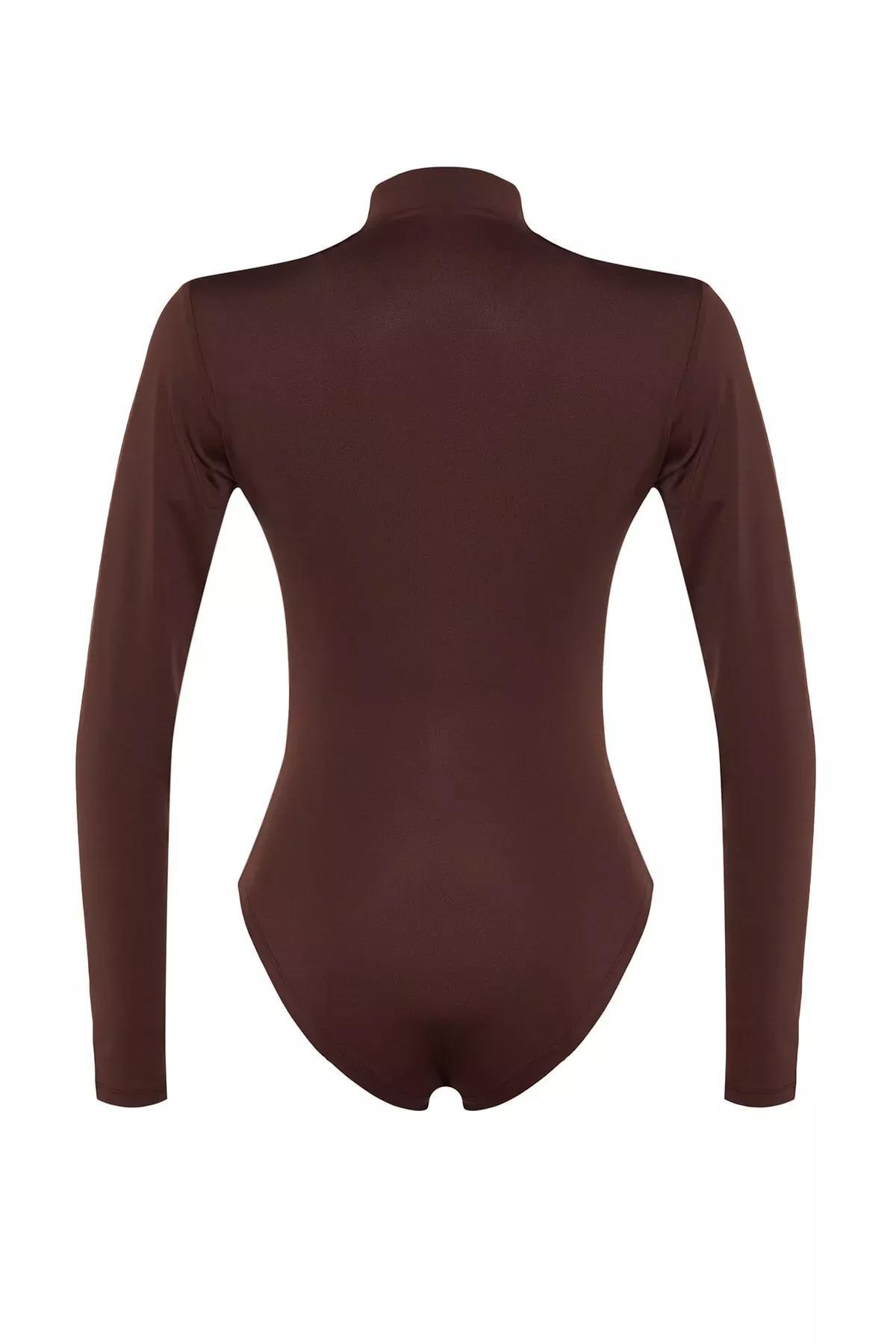Brown Slim Fit Bodysuit, Brown, large image number 7