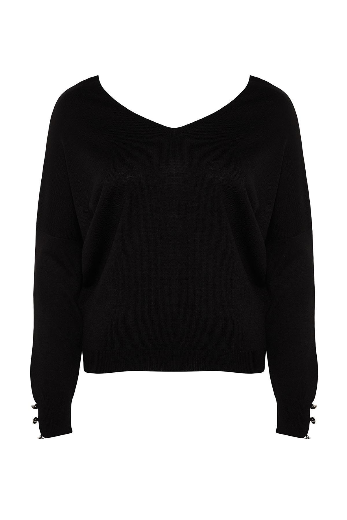 Black Relaxed Fit Plus Size Sweater, , large image number 5