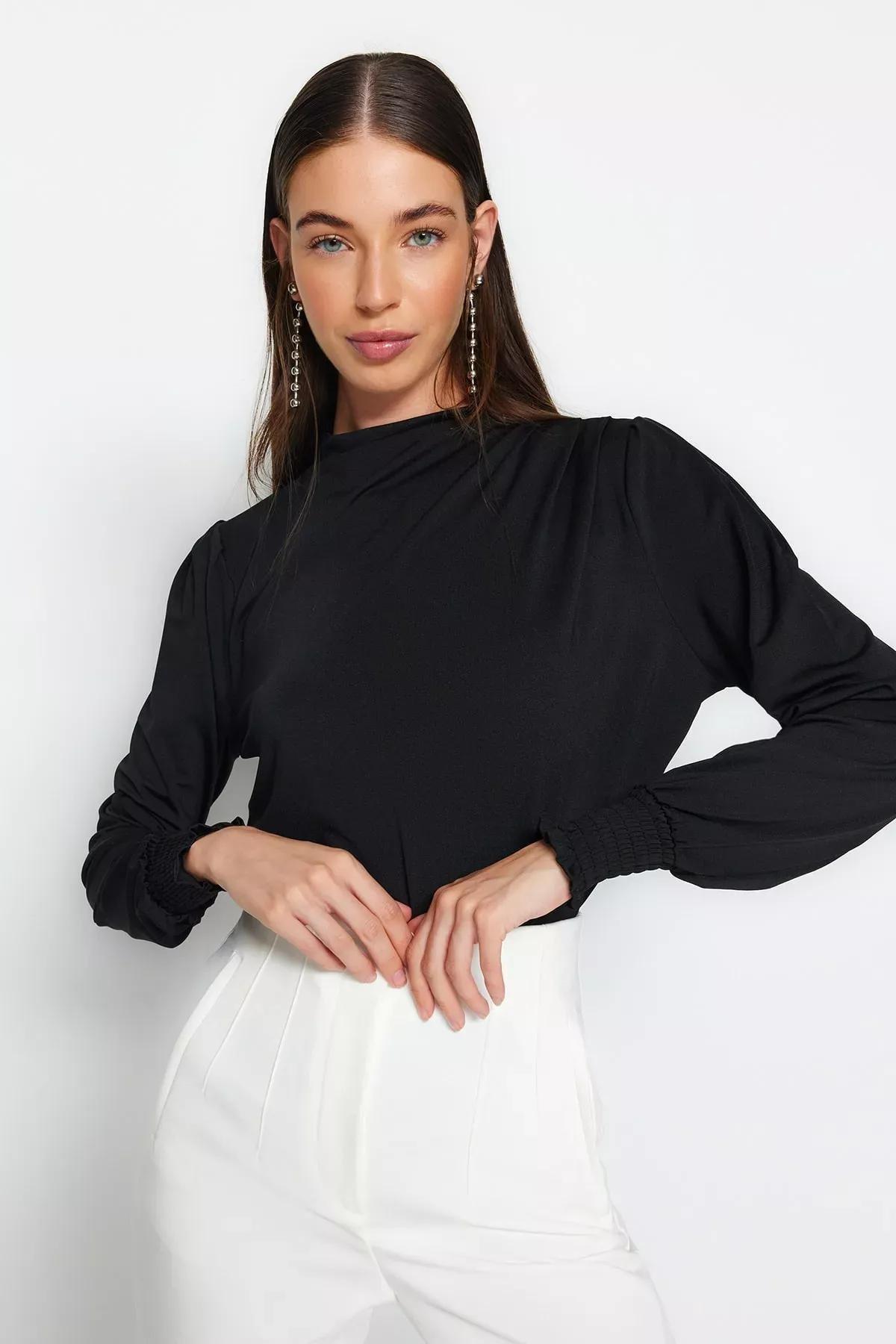Black Regular Blouse, BLACK, large image number 2