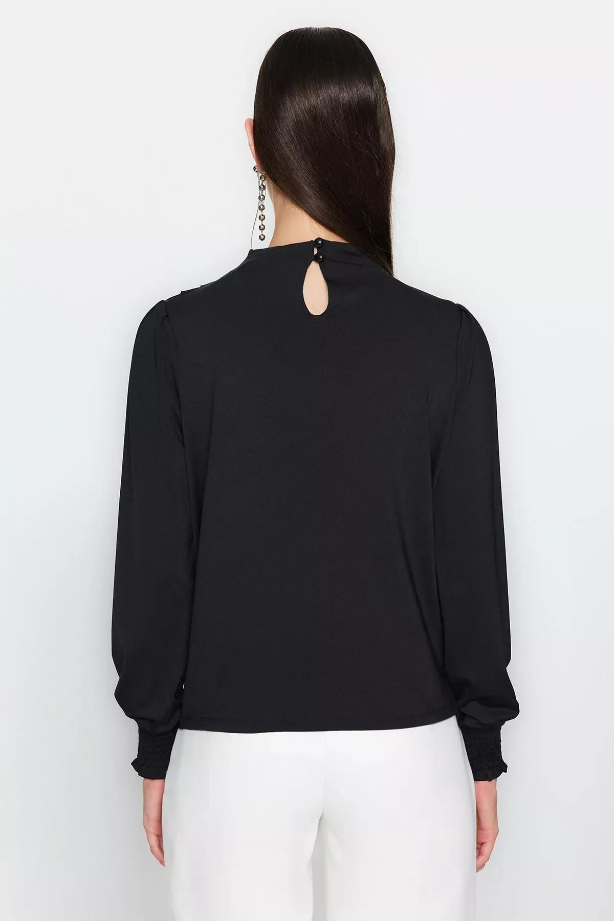 Black Regular Blouse, BLACK, large image number 5