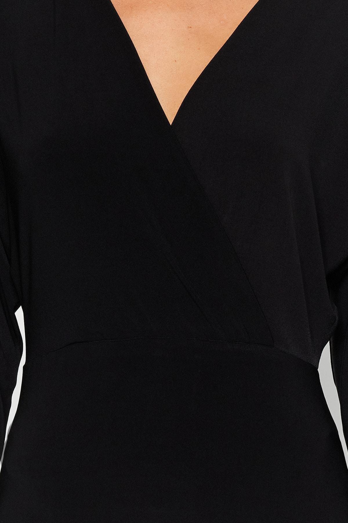 Black Bat Sleeve Midi Knit Dress, , large image number 4