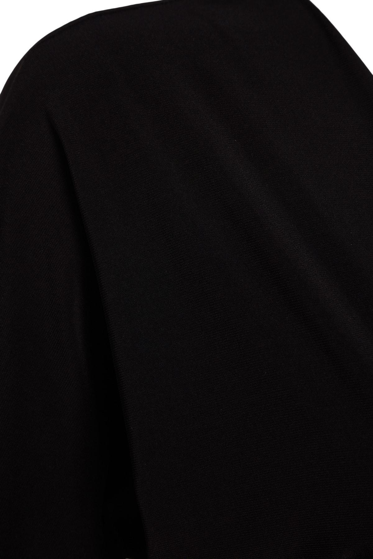 Black Bat Sleeve Midi Knit Dress, , large image number 6