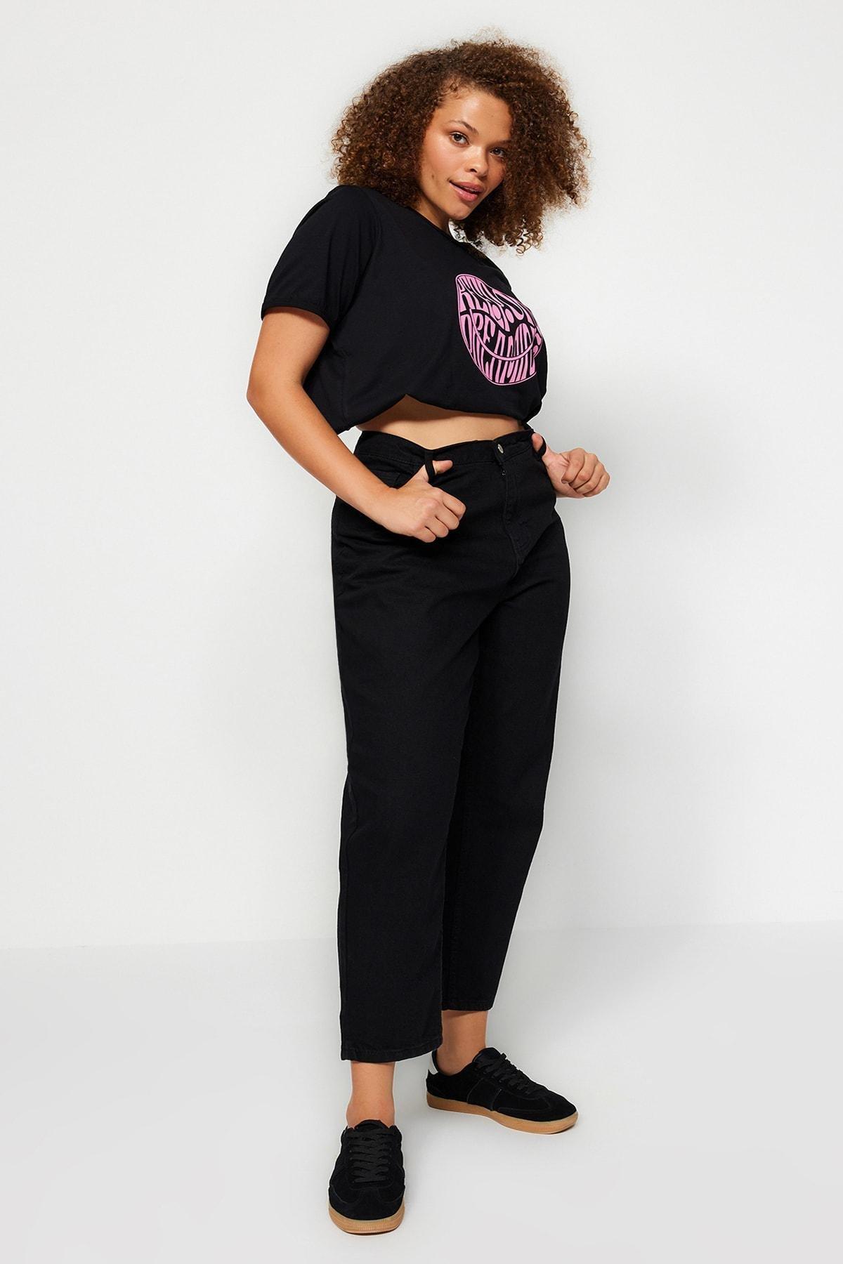 Black Mom Plus Size Jeans, , large image number 0