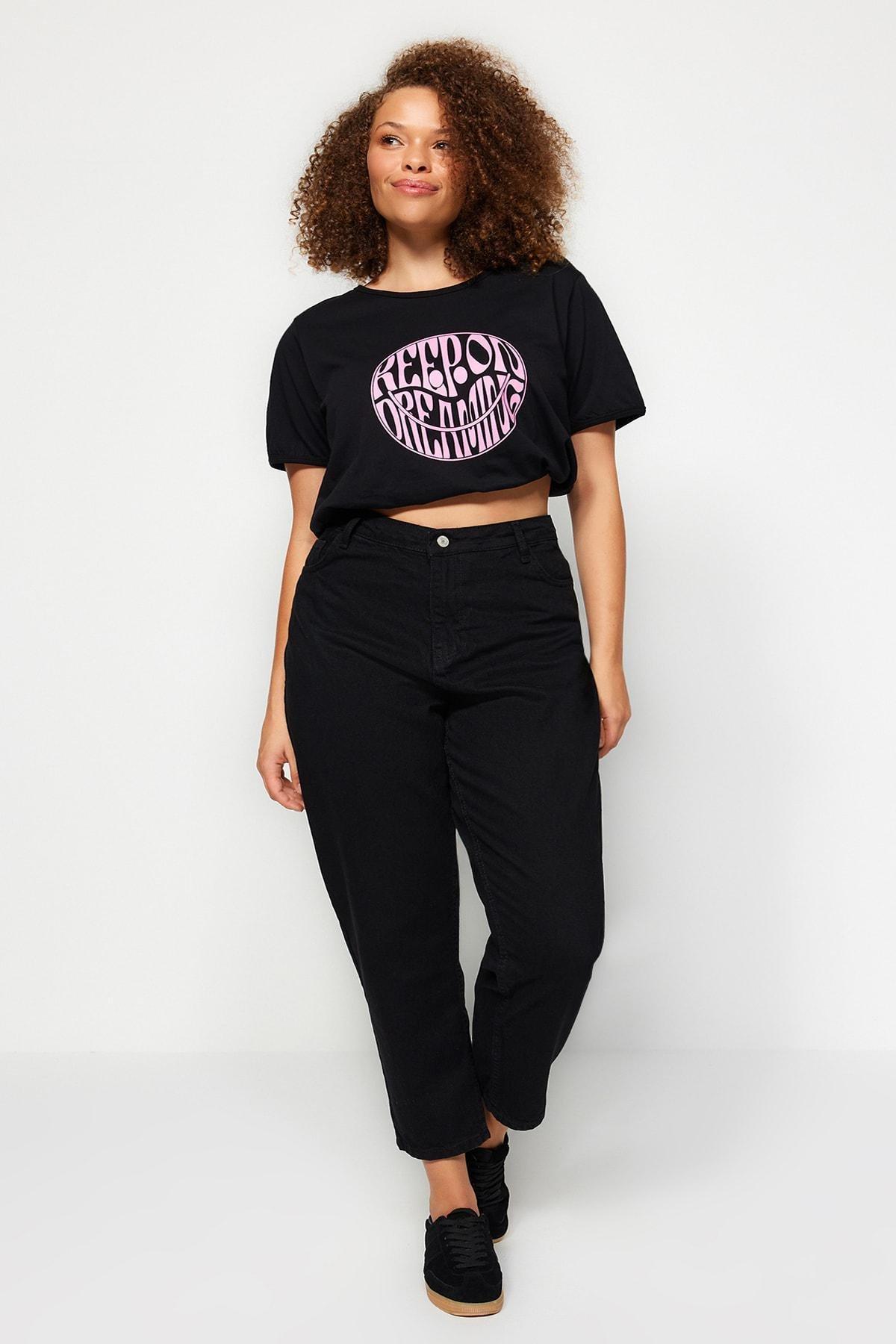 Black Mom Plus Size Jeans, , large image number 1