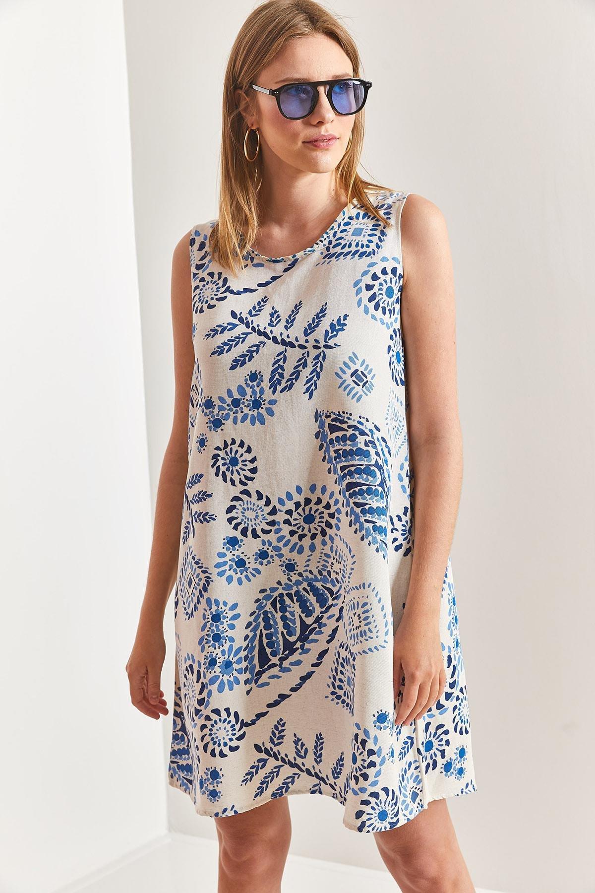 Womens Multi Floral Patterned Linen Dress, single, , large image number 2