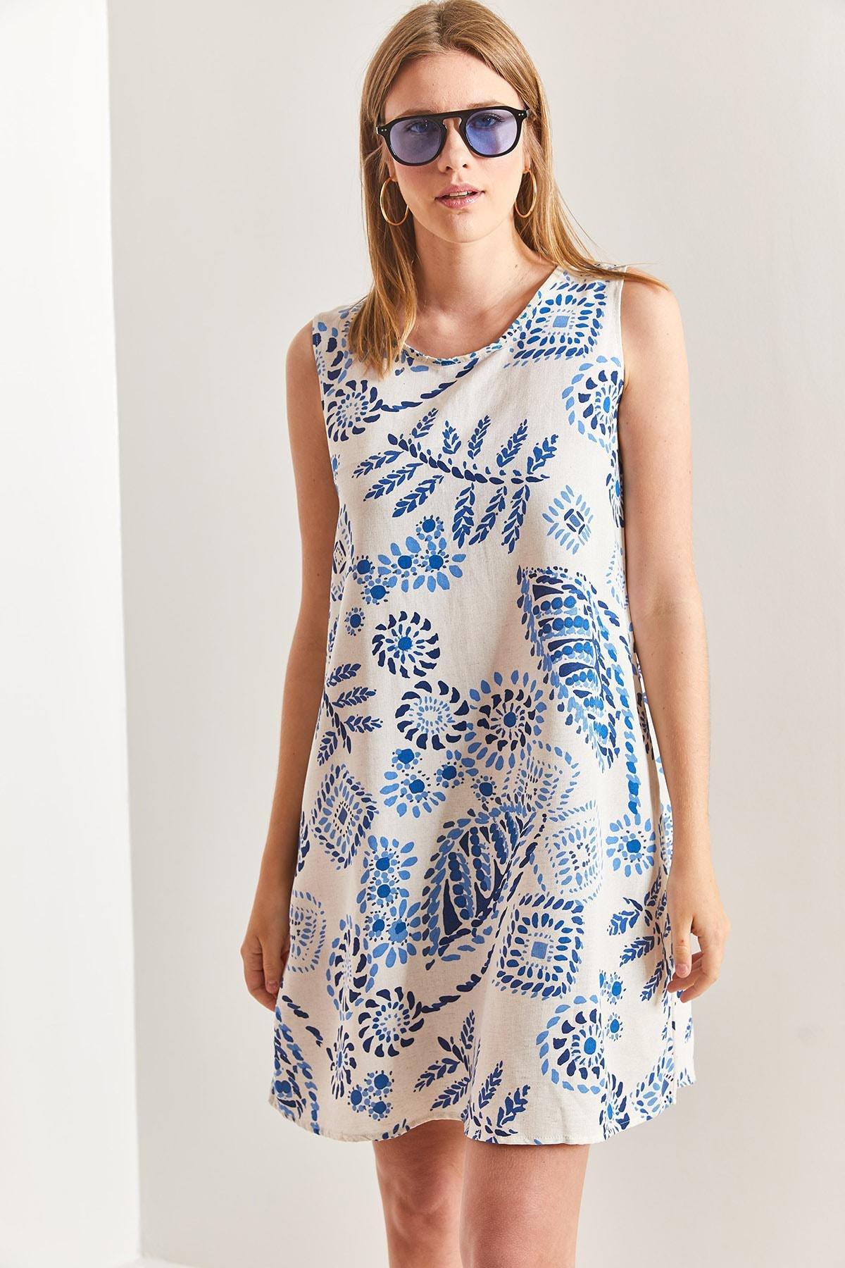 Womens Multi Floral Patterned Linen Dress, single, , large image number 4