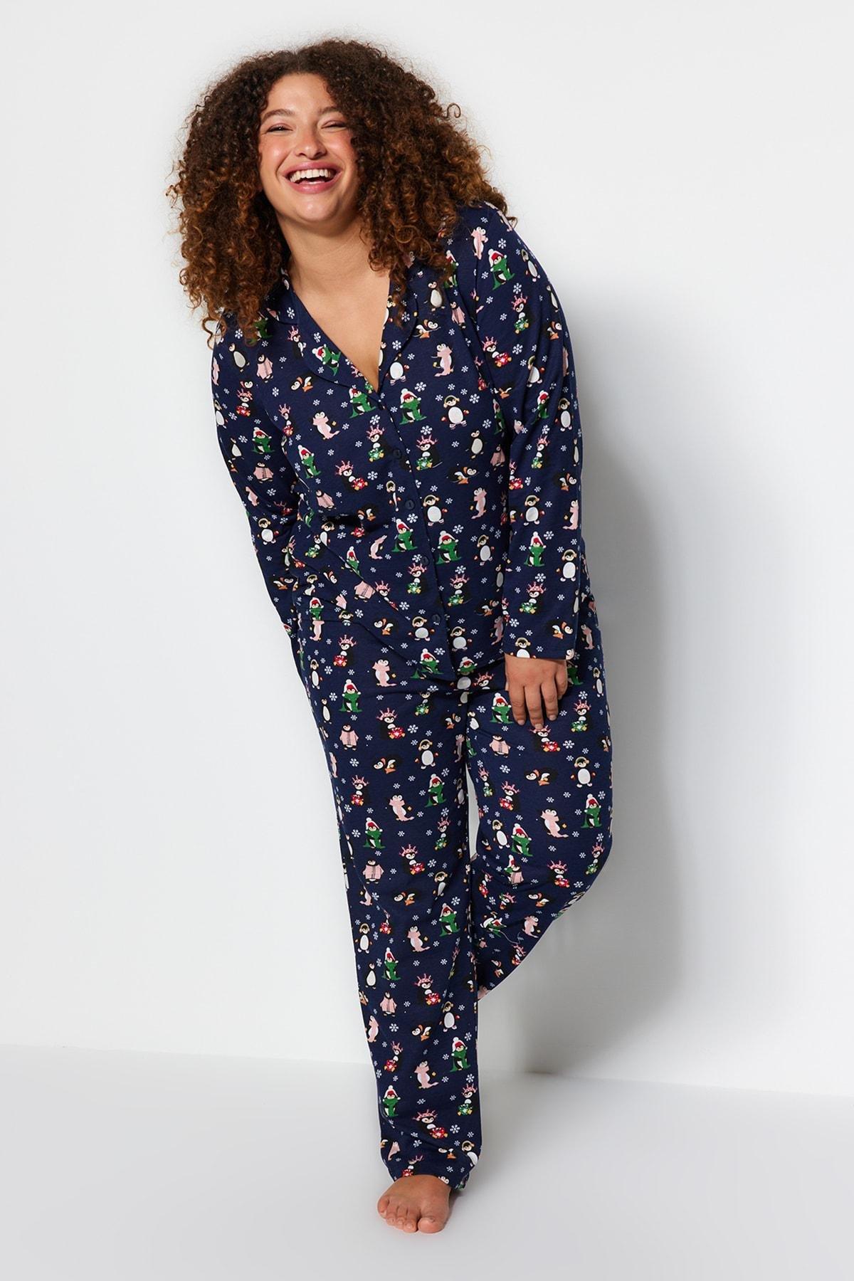 Navy Patterned Pyjamas Set, , large image number 2