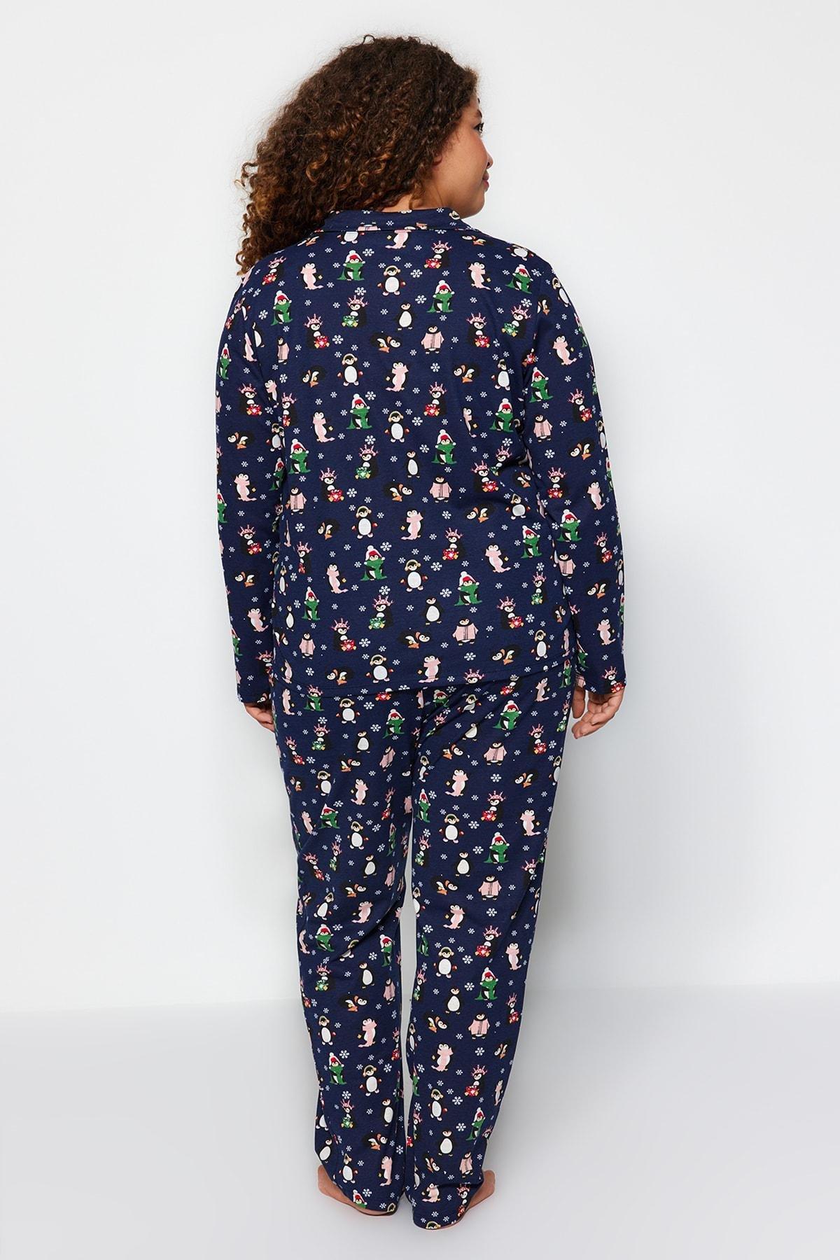 Navy Patterned Pyjamas Set, , large image number 5