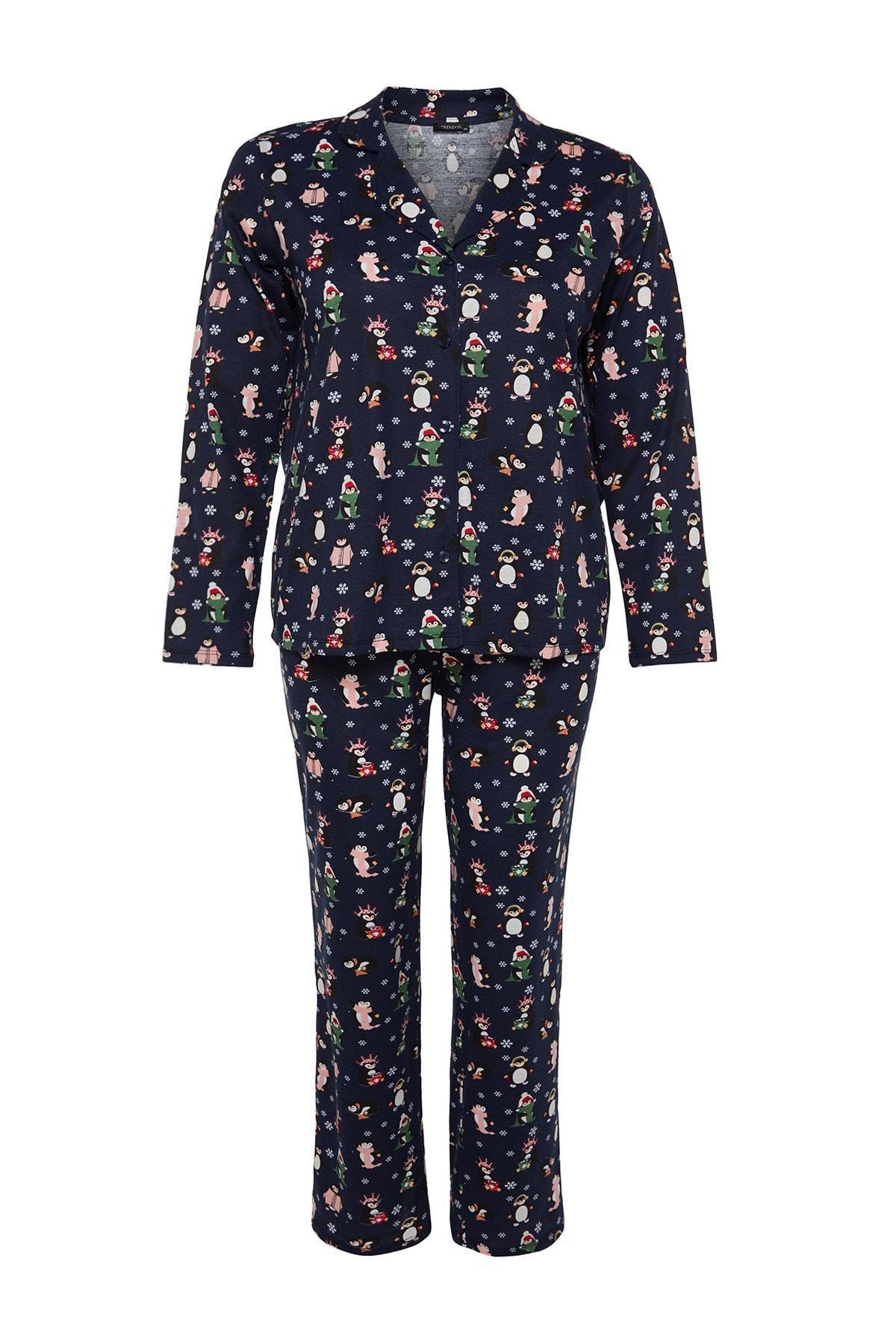 Navy Patterned Pyjamas Set, , large image number 7
