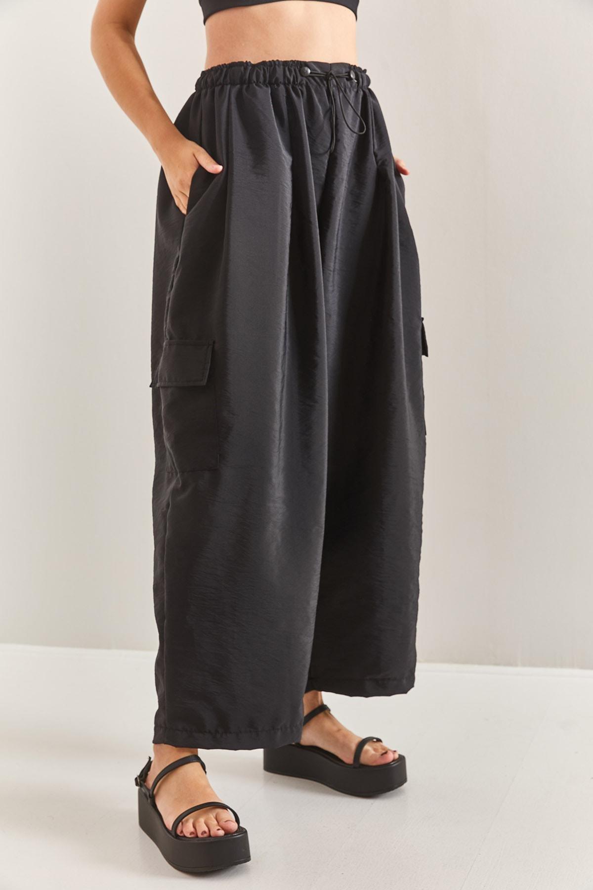 Black Oversize Parachute Fabric Trousers, , large image number 2