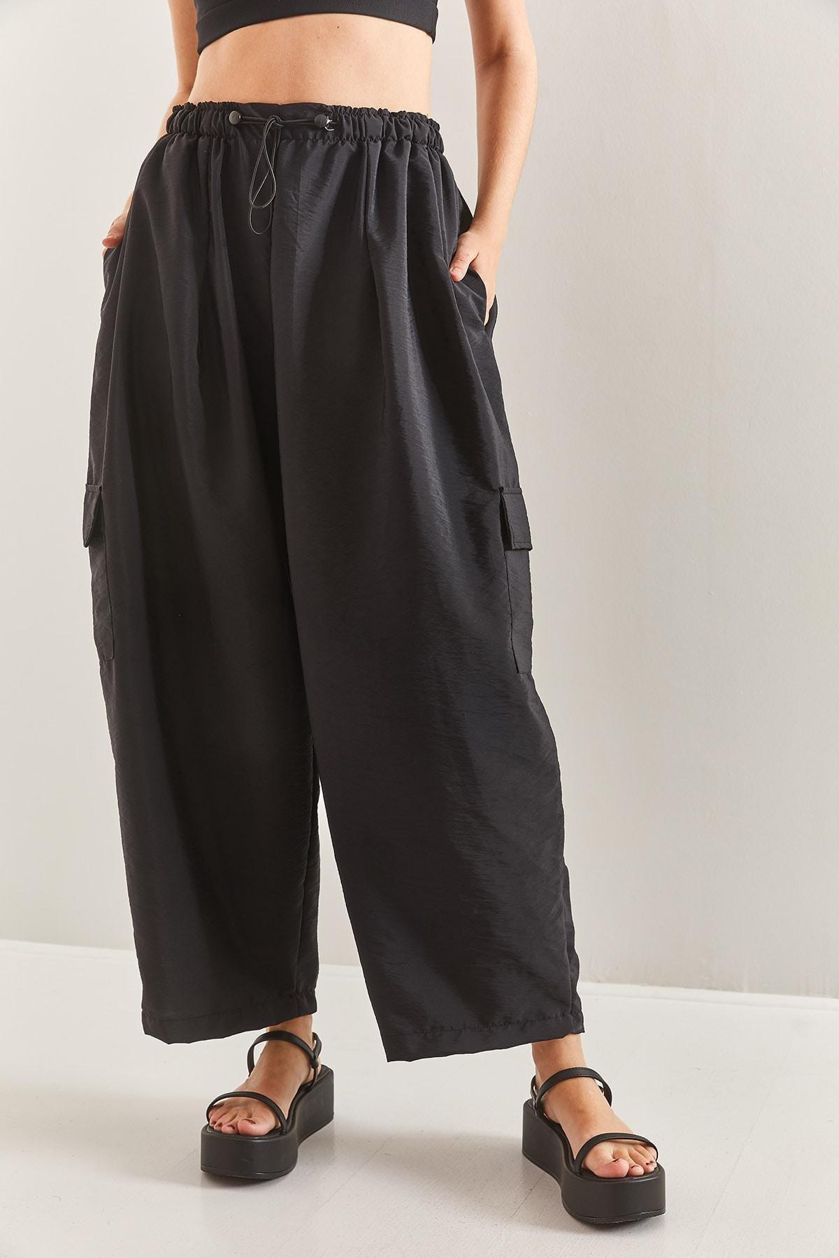 Black Oversize Parachute Fabric Trousers, , large image number 3