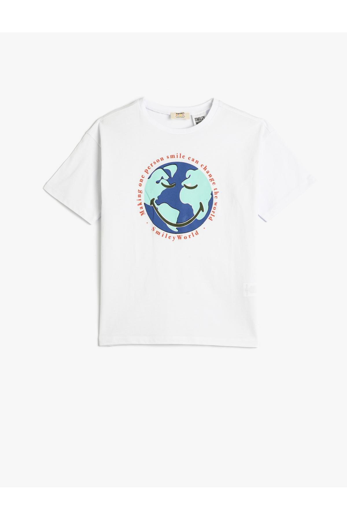 Koton - White Crew Neck Printed T-Shirt