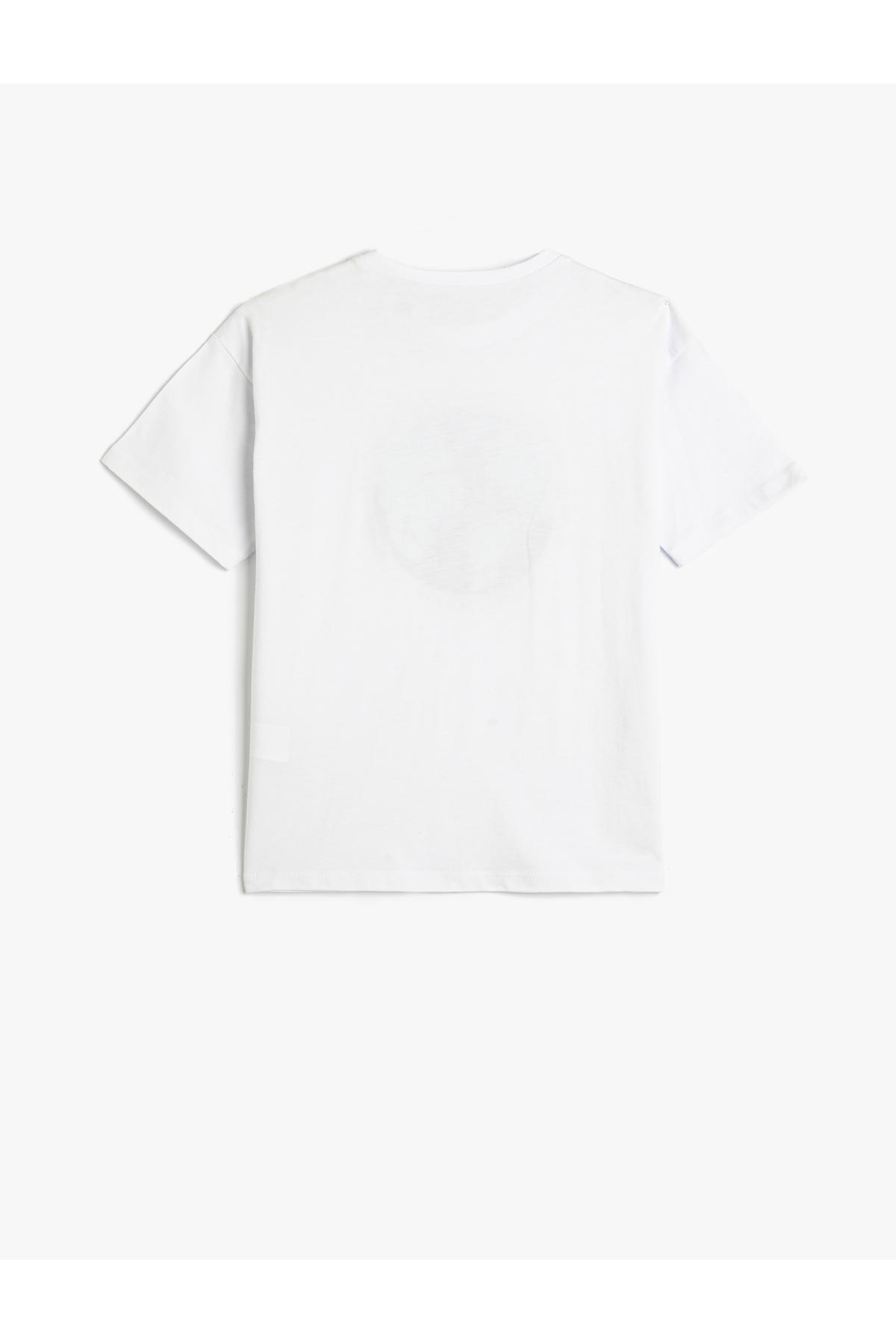 Koton - White Crew Neck Printed T-Shirt