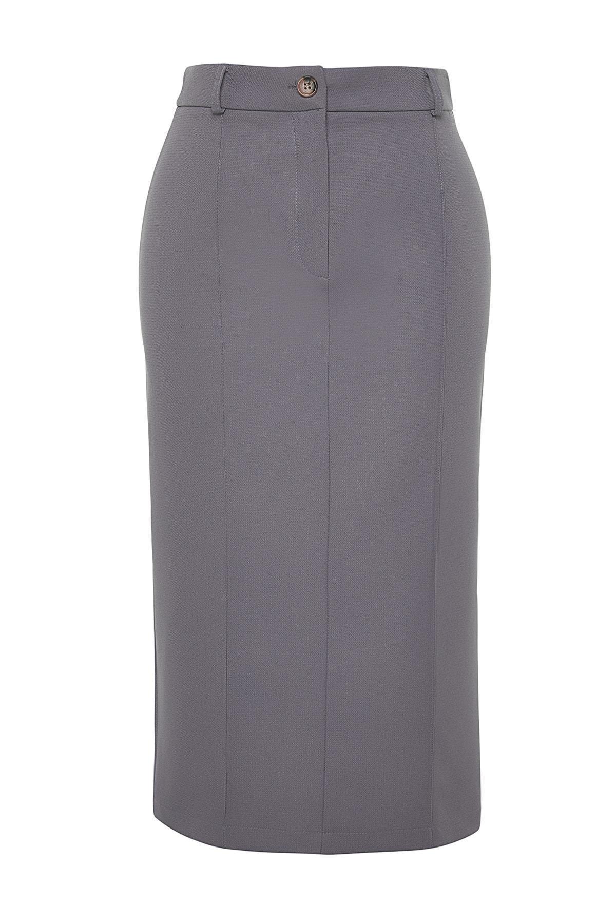 Trendyol - Grey Midi Skirt