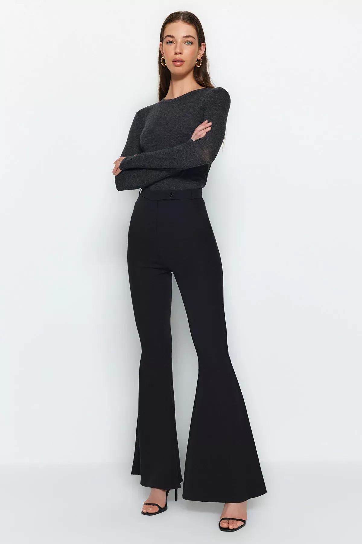 Black Flare Pants, BLACK, large image number 0