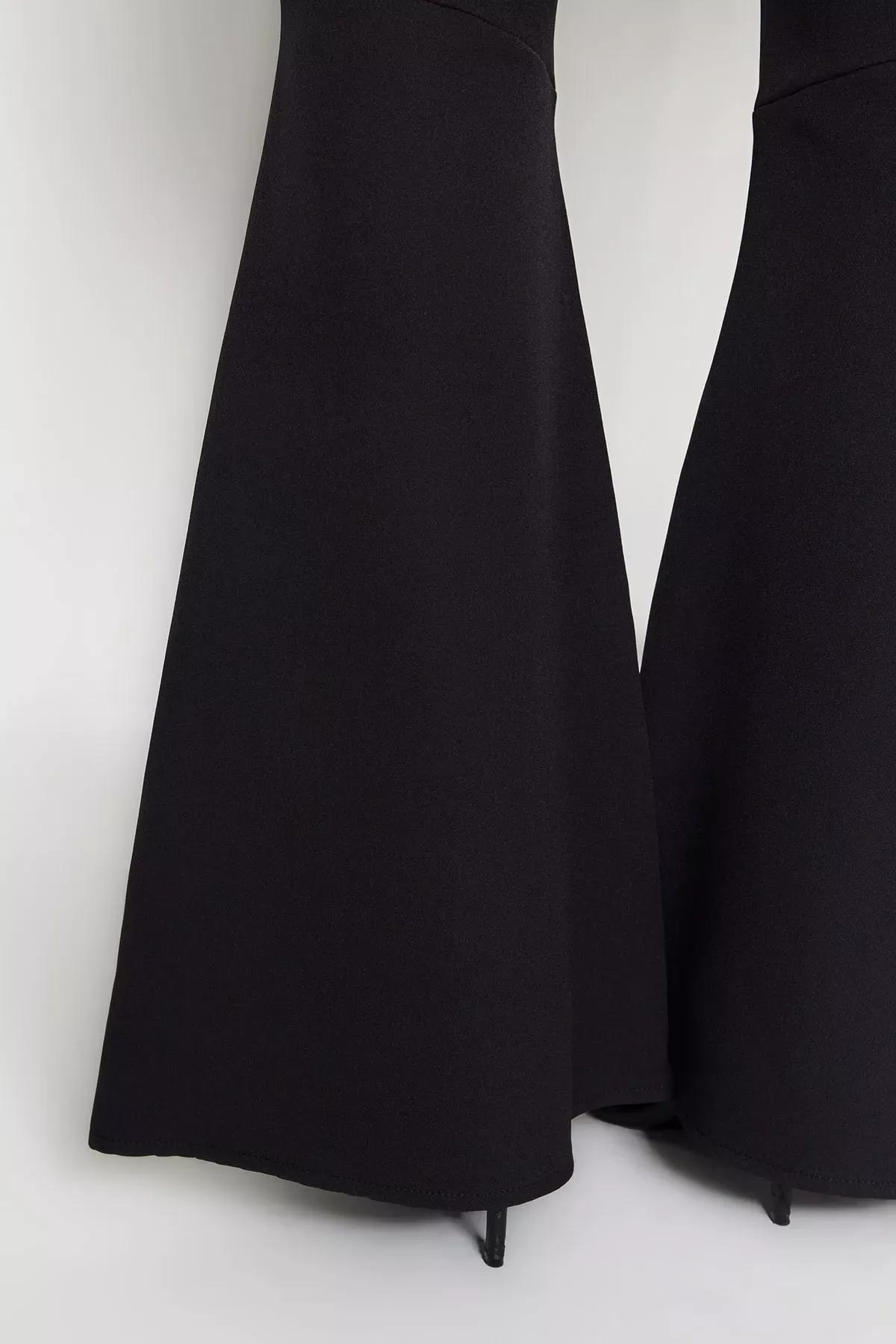 Black Flare Pants, BLACK, large image number 2
