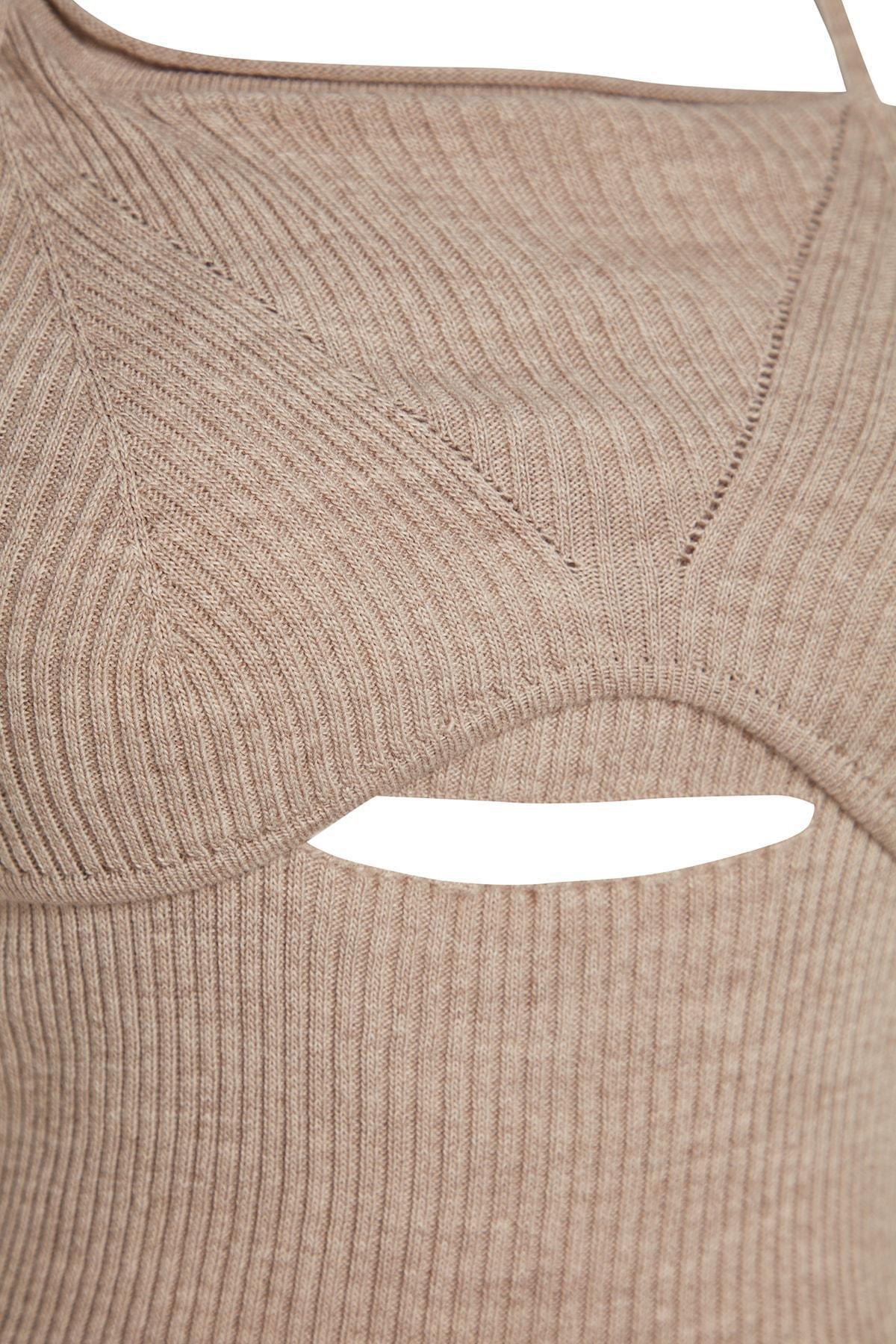 Trendyol - Grey Cut Out Knitwear Sweater