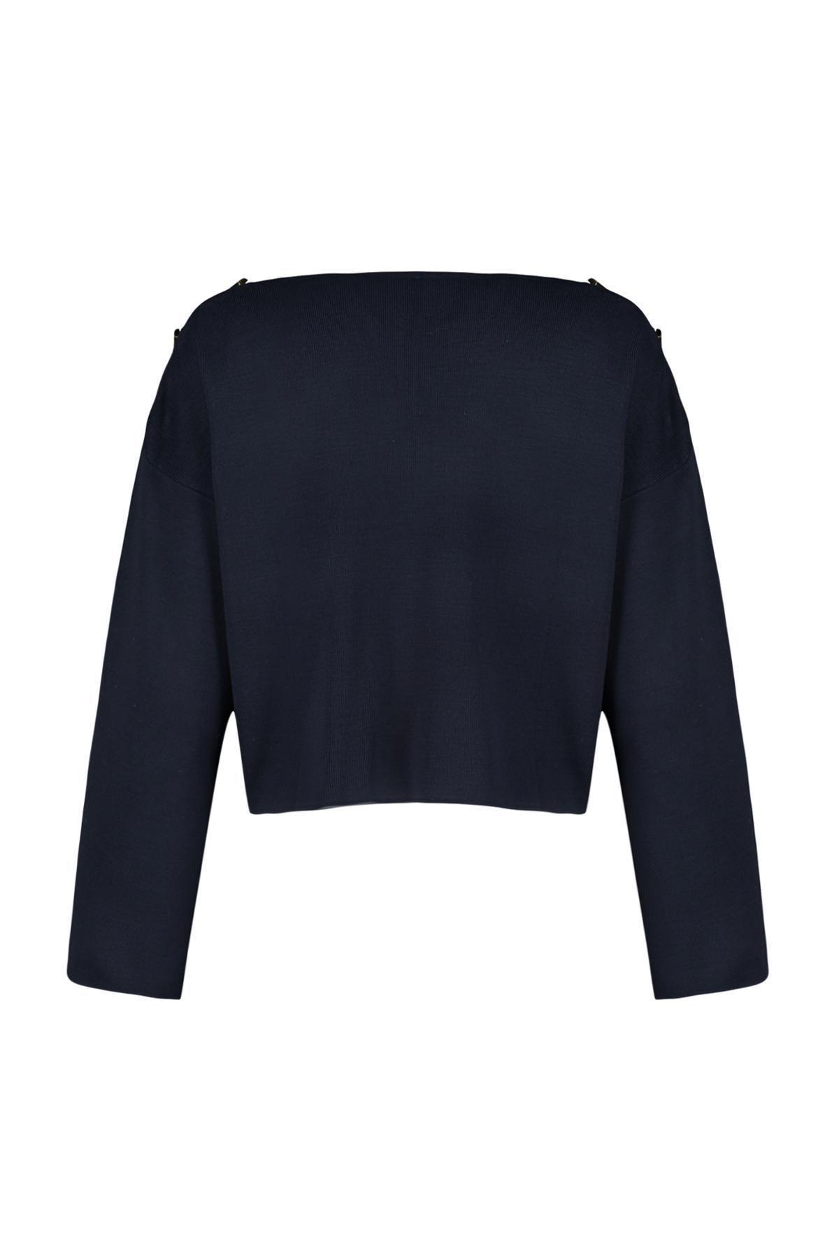 Trendyol - Navy Buttons Knitwear Sweater