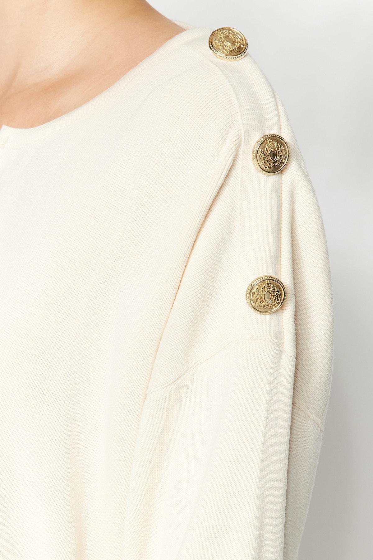 Trendyol - Grey Buttons Knitwear Sweater