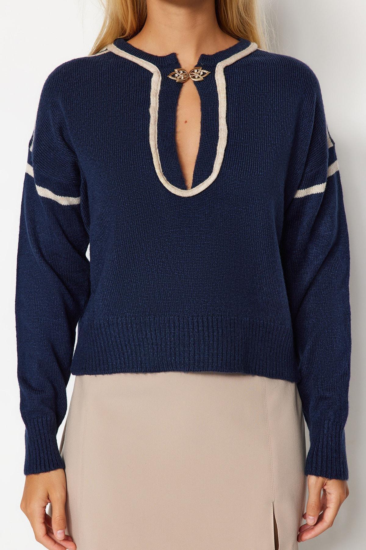 Trendyol - Navy Oversized Soft Textured Sweater