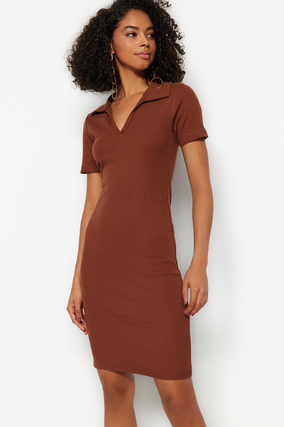 Trendyol - Brown Bodycon Dress