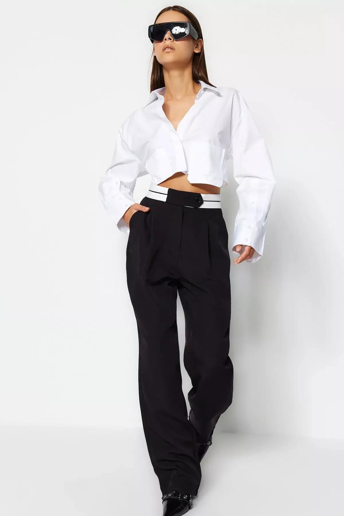 Black Wide Leg Pants, BLACK, large image number 0