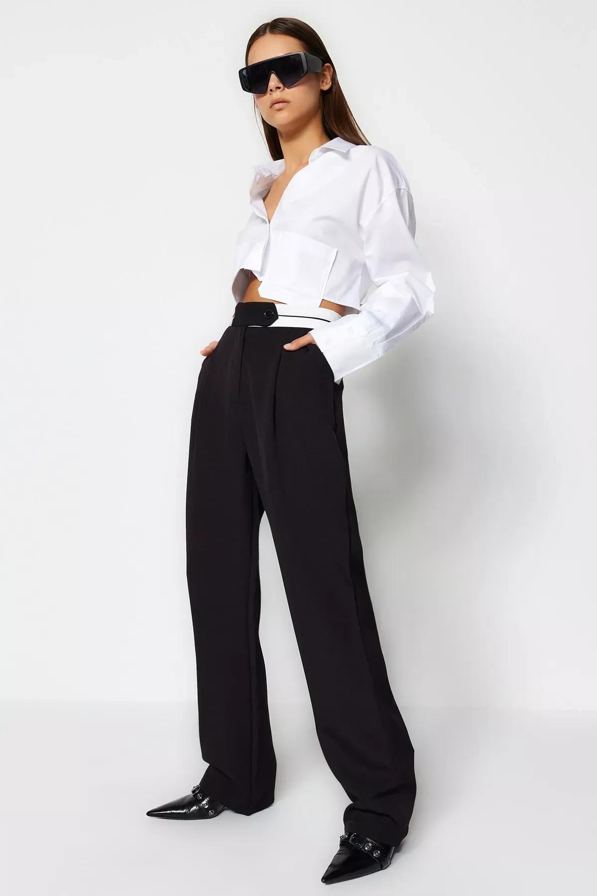 Black Wide Leg Pants, BLACK, large image number 1