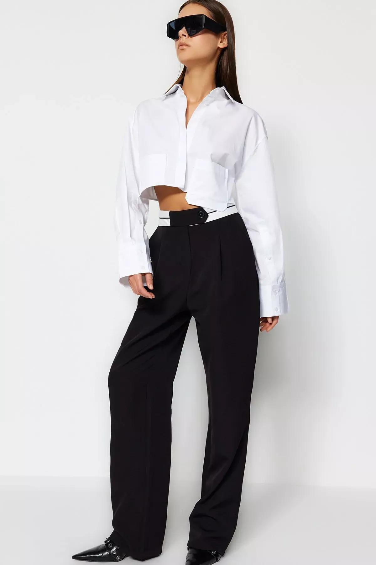 Black Wide Leg Pants, BLACK, large image number 2