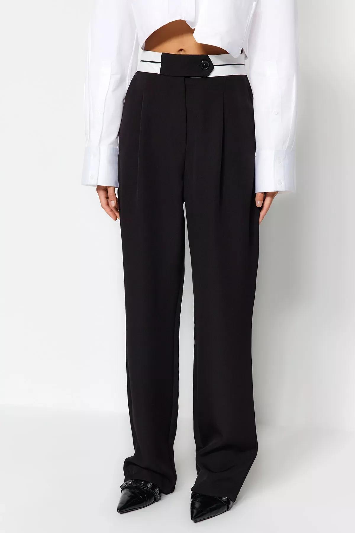Black Wide Leg Pants, BLACK, large image number 3