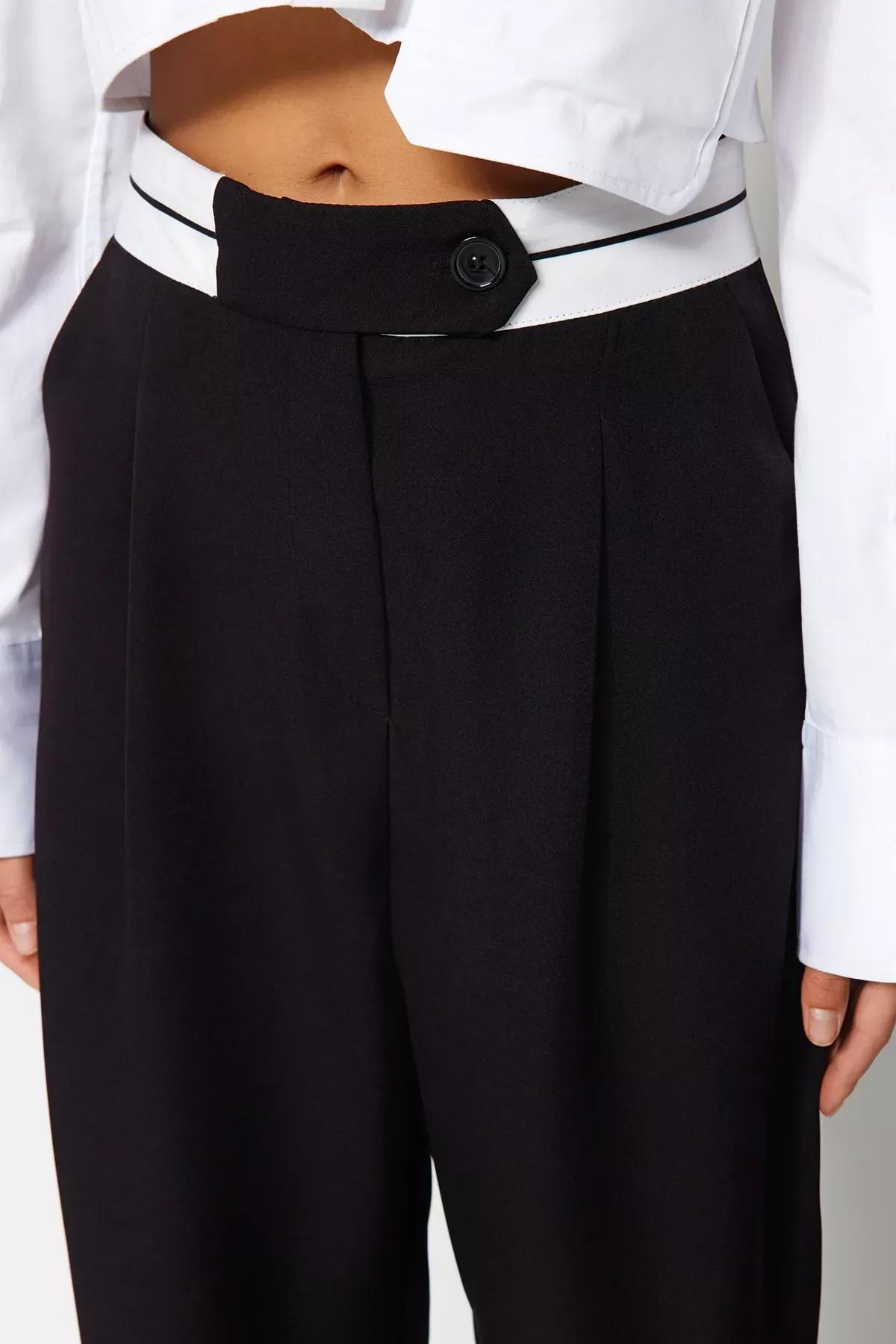 Black Wide Leg Pants, BLACK, large image number 4