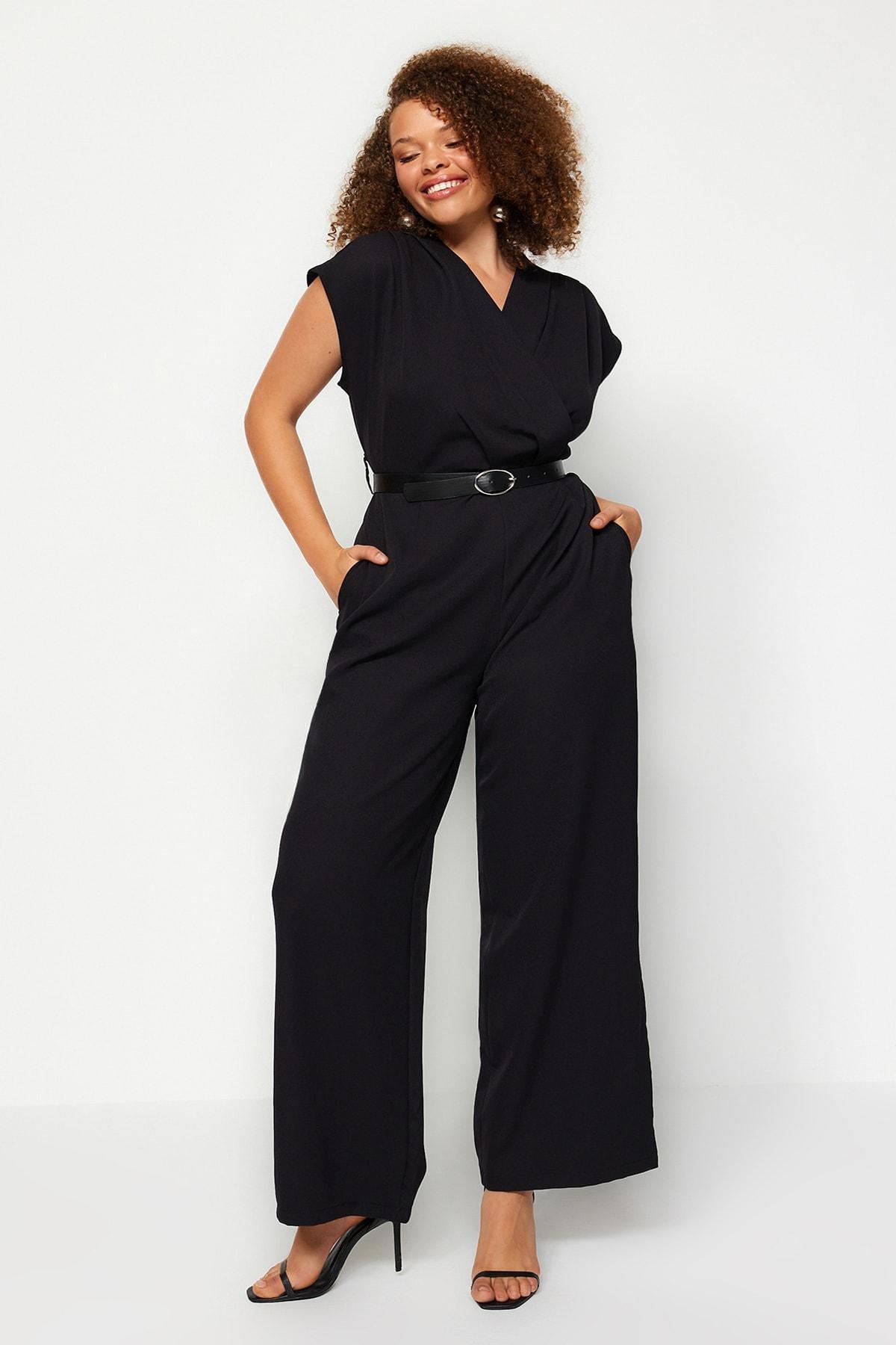 Black Regular Plus Size Jumpsuit, , large image number 0