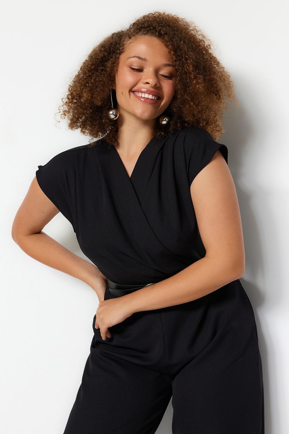 Black Regular Plus Size Jumpsuit, , large image number 2