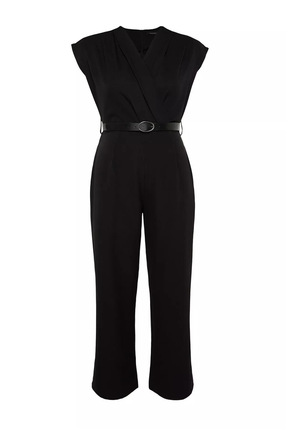 Black Regular Plus Size Jumpsuit, BLACK, large image number 5