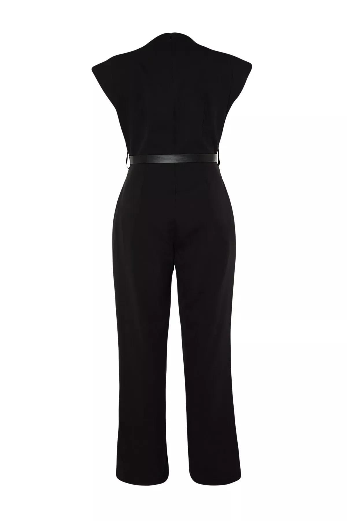 Black Regular Plus Size Jumpsuit, BLACK, large image number 7