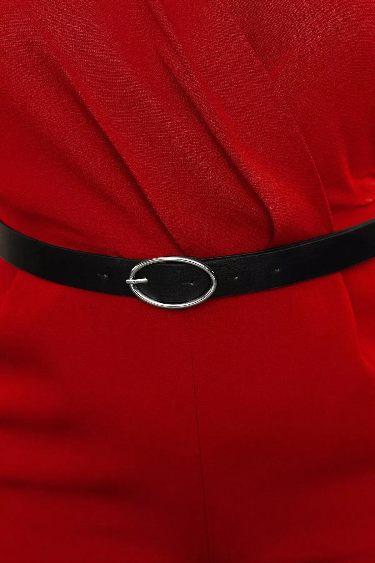 Red Belted Plus-Size Jumpsuit, , large image number 1
