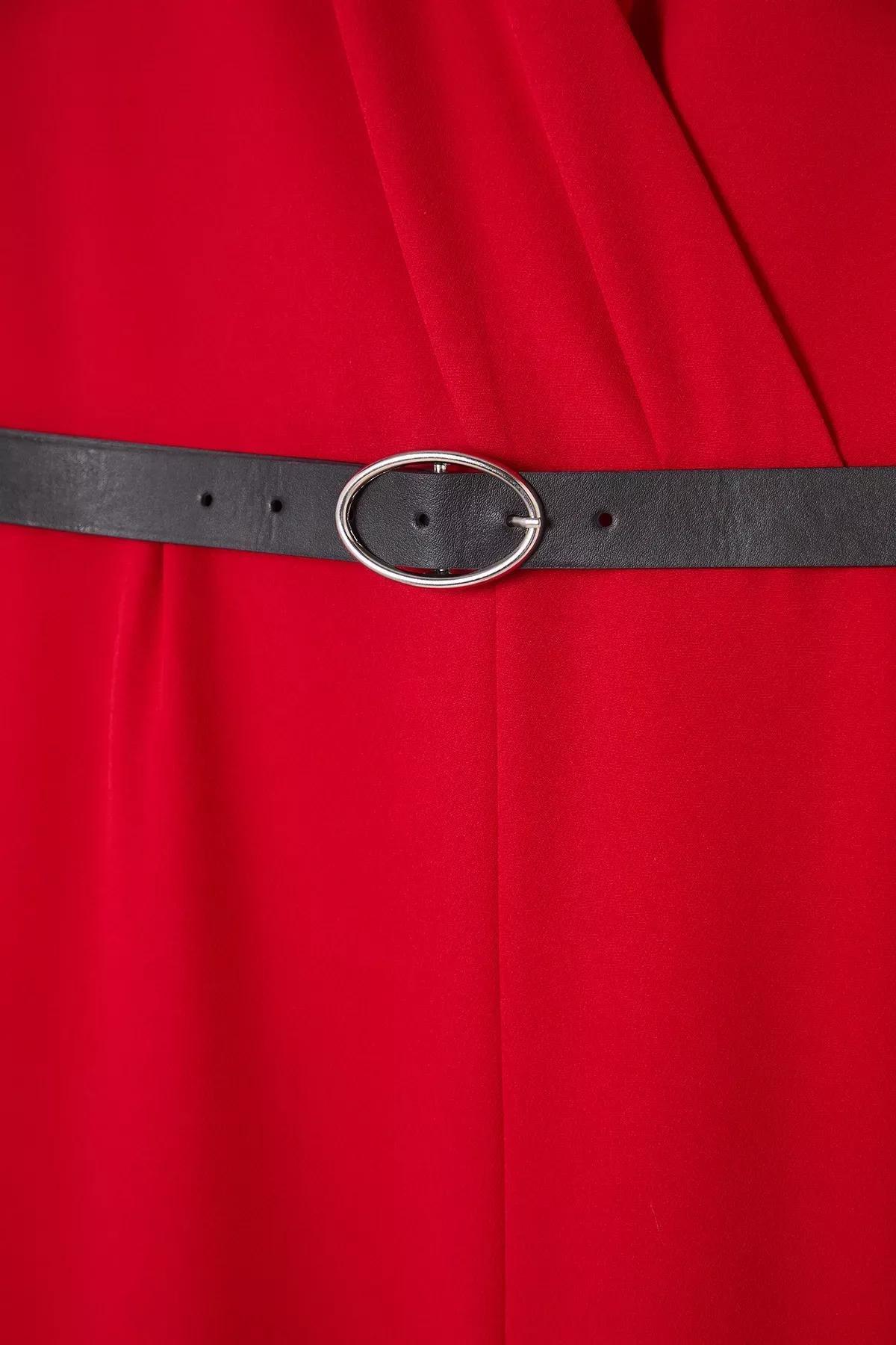 Red Belted Plus-Size Jumpsuit, , large image number 5