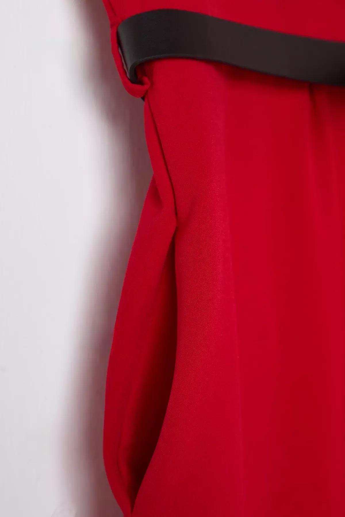 Red Belted Plus-Size Jumpsuit, , large image number 6