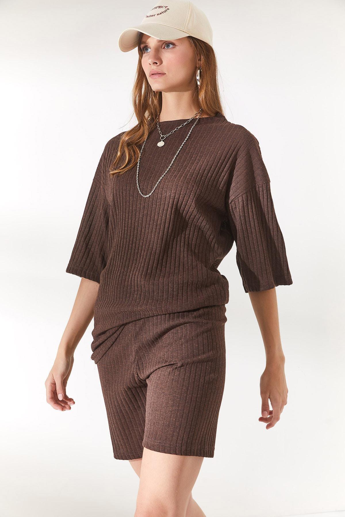 Brown Loose Blouse Co-Ord Set, BITTER COFFEE, large image number 0