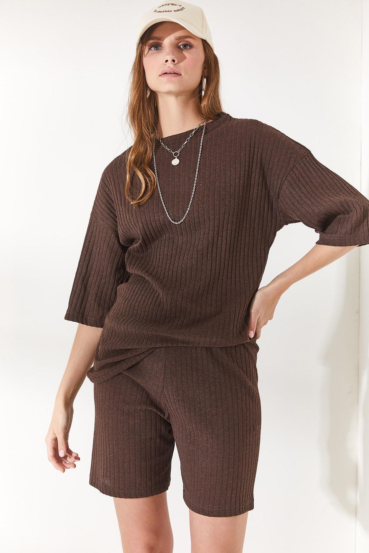 Brown Loose Blouse Co-Ord Set, BITTER COFFEE, large image number 3