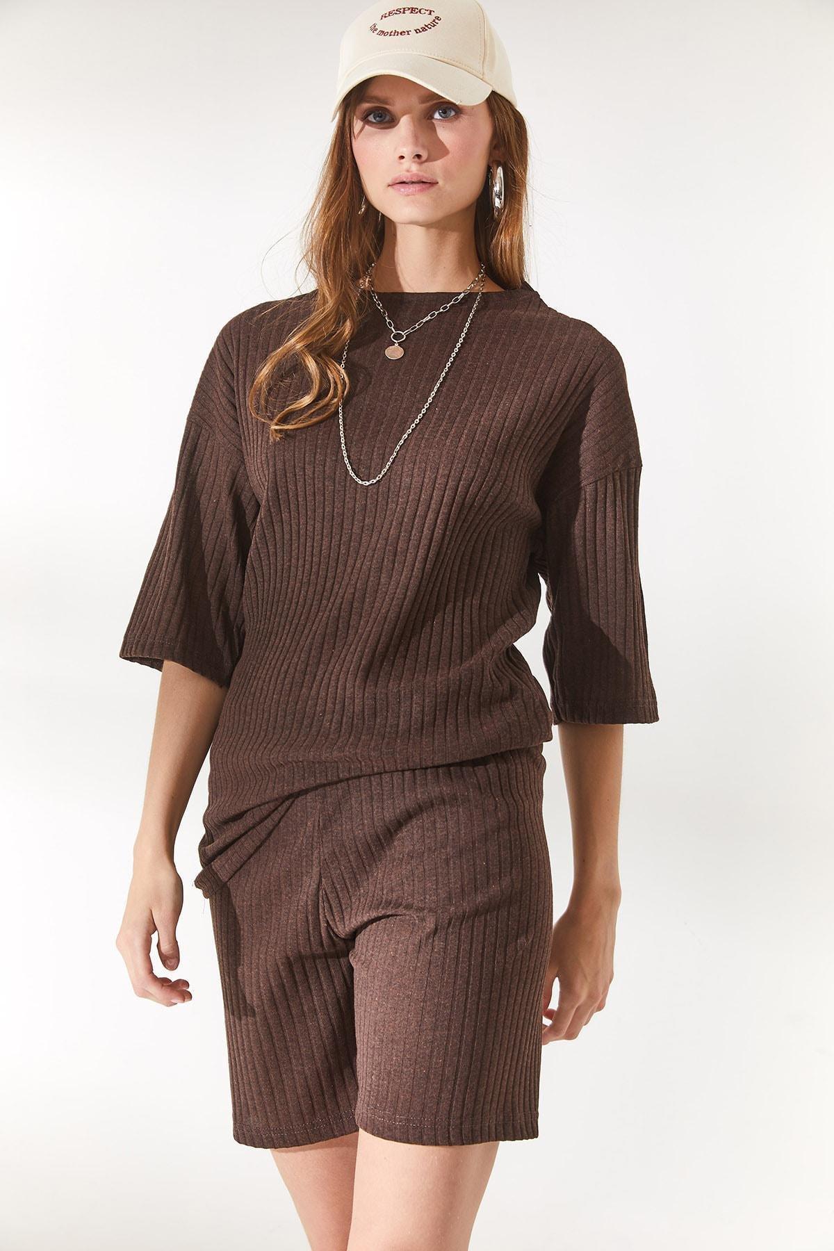 Brown Loose Blouse Co-Ord Set, BITTER COFFEE, large image number 4