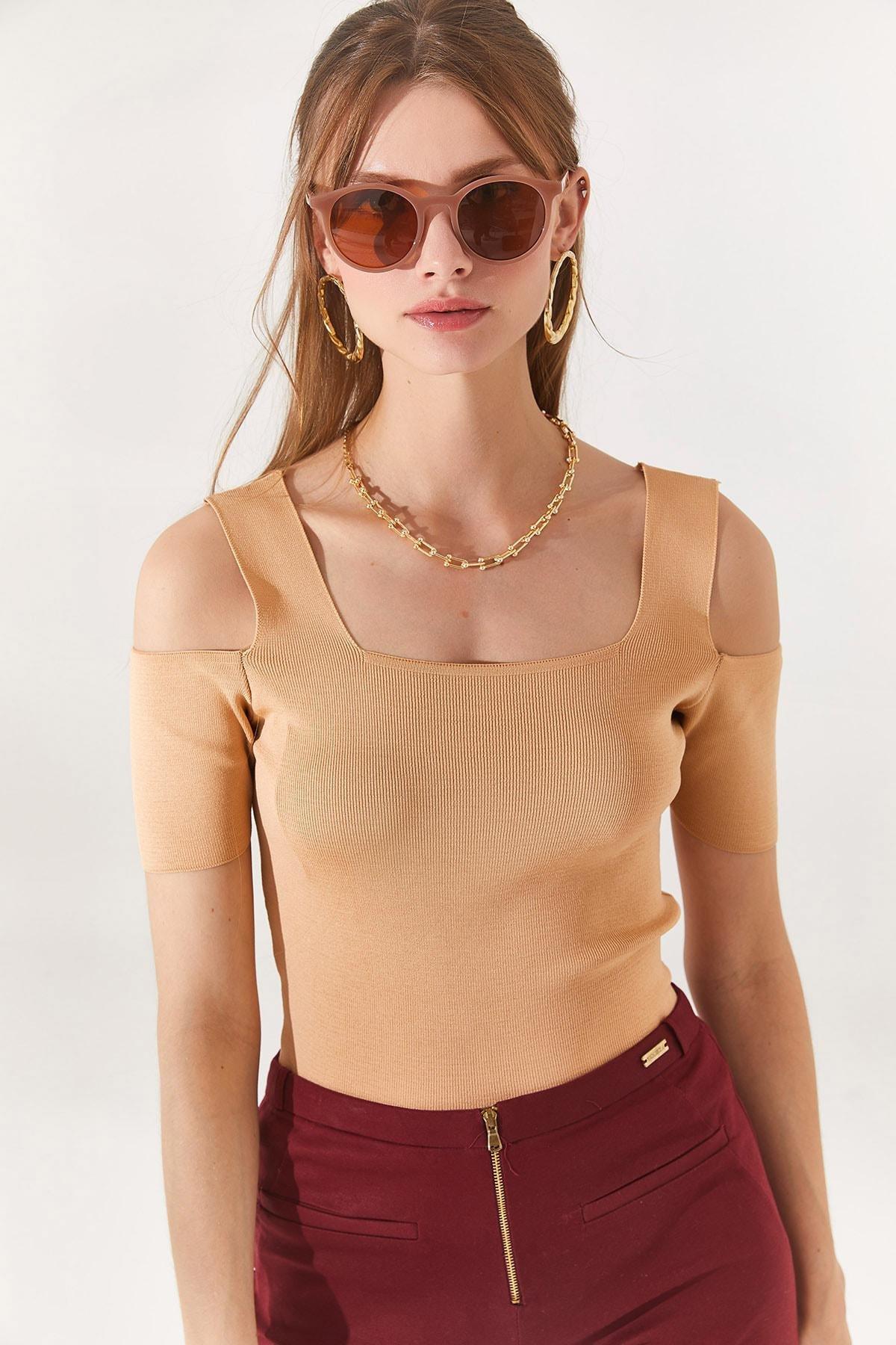 Blue Slim Fit Blouse, Honey foam, large image number 0